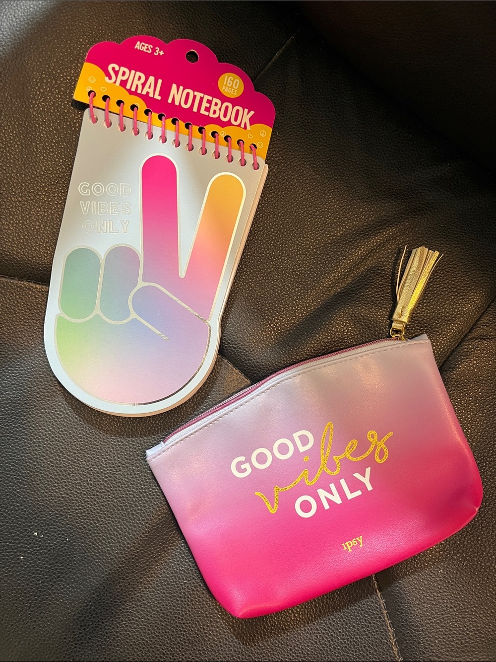 Good Vibes Only Tween Bundle Ipsy Makeup Bag & Pulsar Spiral Notebook